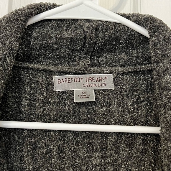 Barefoot Dreams CozyChic Lite Gray Cardigan Long Size XS Open Front knit comfy - Picture 4 of 9